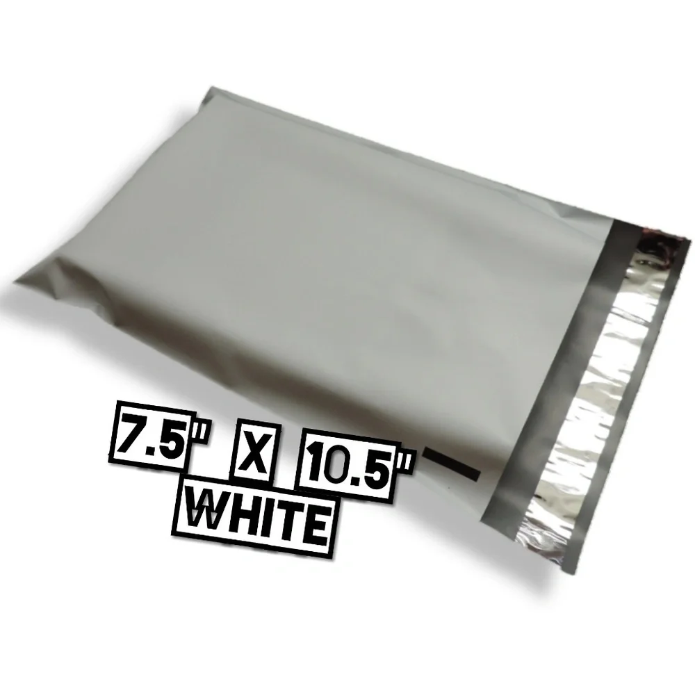 100 White Poly Mailers 7.5x10.5